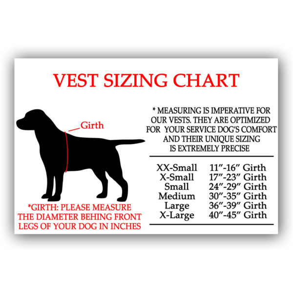 vest sizing chart