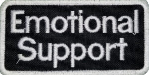emotional support dog patch white on black