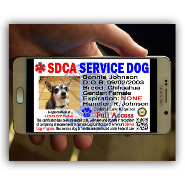 service dog smartphone id card