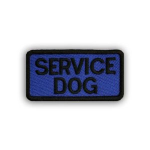 Embroidered Service Dog Patch Black on Blue
