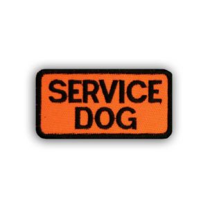 Embroidered Service Dog Patch Black on Orange